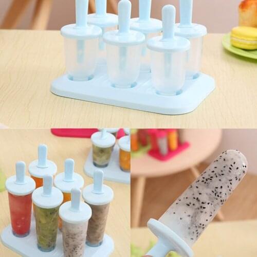 6 In 1 Ice Popsicles Ice Cream Jelly Making Mold Silicone DIY Ice Cream Cube Tray Mould Makes Mold Durable Kitchen Tools lovable
