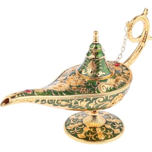 Aladdin Lamp Pot Retro Wishing Oil Lamp Aladdins Genie Lamps Decor Green
