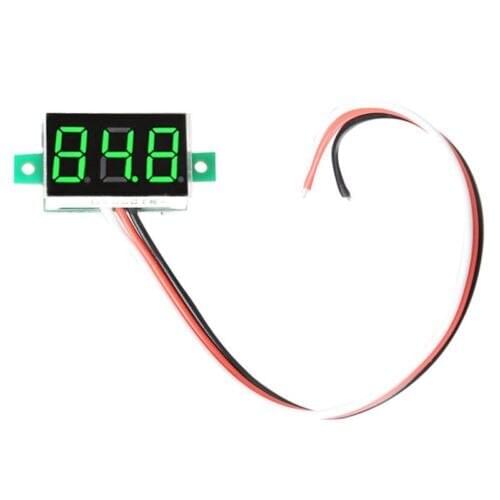 Mini Digital Voltmeter DC 0-100V LED Panel Voltage Meter 3-Digital With 3 Wires Green
