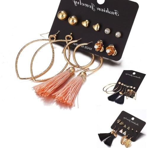 Bls-miracle Fashion Geometric Rhombus Circle Dangle Earrings Set For Women Girl 2018 New Boho Gold Earrings Female Jewelry