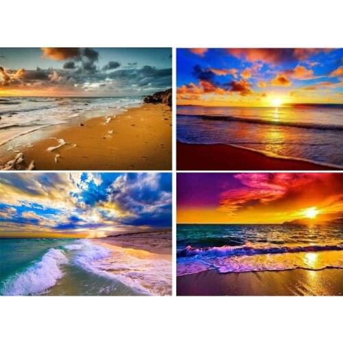 New 4 Pack Seaside 5D DIY Diamond Painting Kits Full Drill Rhinestone Embroidery Cross Stitch Home Decor