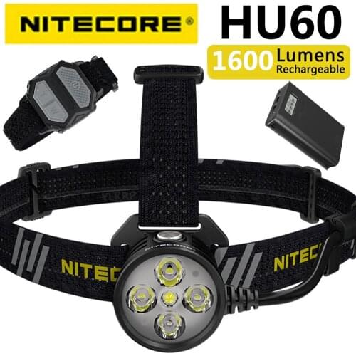 Original NITECORE HU60 4 x CREE XP-G3 S3 LEDs + 1 x CREE XHP35 HD E2 LED Max Output 1600 Lumens with Spotlight / Floodlight