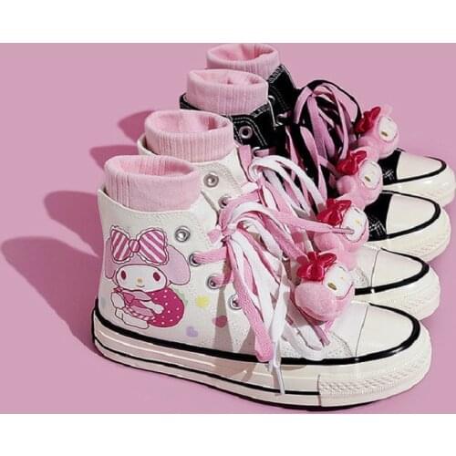 Harajuku Anime Hand-painted High-top Canvas Shoes Cute Female Student Flats Shoes Fashion Sneakers Lolita Women Casual Shoes