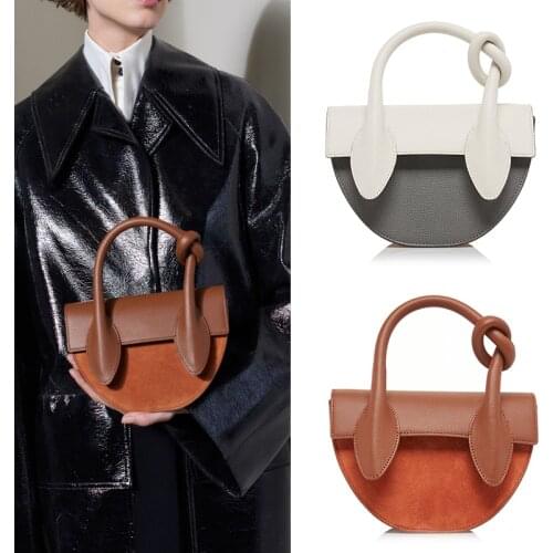 Semicircle Shoulder Bag 2021 Mini Brands Panelled Handbags Luxury High Quality Leather Crossbody Bags Women Sac De Luxe Femme