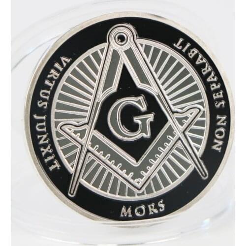 Free And Accepted Masons Logo Silver Plated Commemorative Coin Of Religious Brotherhood For Business Gifts Coins