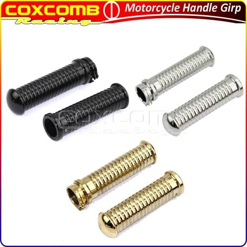 Motorcycle Brass/Black/Sliver Left/Right 1" 25mm Hand Grips Retro Handle Grip For Harely Softail Dyna Chopper BobbersCafe Racer