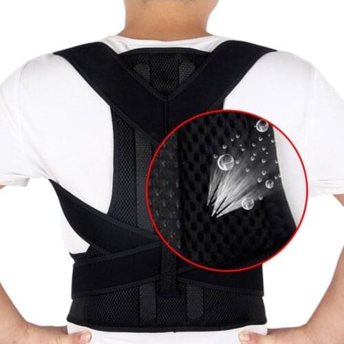 Adjustable Double Elastic Shoulder Back Brace Posture Corrector Magnetic Therapy Spine Belt Waist Back Support Chest Men Women