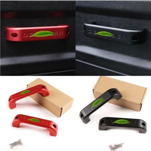 Luxury Interior Car Door Handler Strip Trim 2 Piece Replacement Accessories For Land Rover Defender 04-2018 Aluminum Red & Black