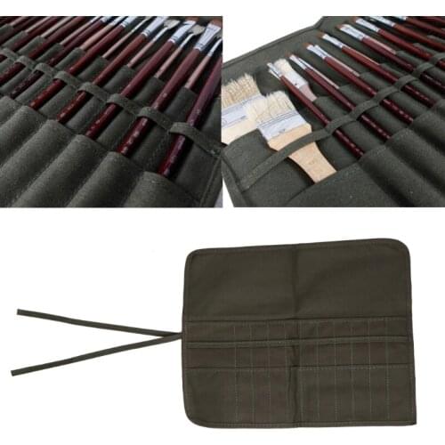Brush Bag Artist Watercolor Draw Pen Oil Paint Roll Up Canvas Cases Holder Pouch