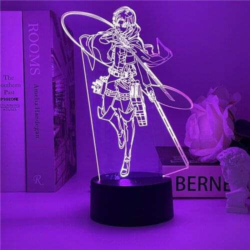 Captain Levi Ackerman Figure Led Night Light for Kids Child Bedroom Decor Nightlight Colorful Table Lamp Attack on Titan Gift