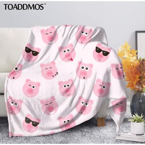 TOADDMOS Cute Cartoon Piggy Design Comfort Fleece Blanket Soft Bed Thin Quilt Sofa Nap Warm Throw Blanket for Kids Adults manta