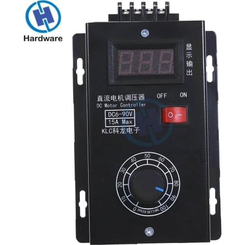 Universal DC 6-90V PWM DC Motor Speed Controller Regulator PLC Max 15A Governor with Volt Display