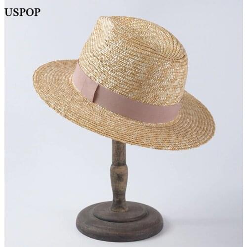 USPOP New women sun hats unisex original wheat straw jazz hats summer beach hat casual couple straw sun hats