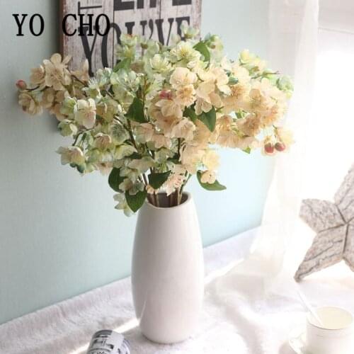 YO CHO Artificial Flower Sakura Wedding Wall Decoration Silk Japan Cherry Blossom Spring Room Table Vase DIY Decor Sakura Flores