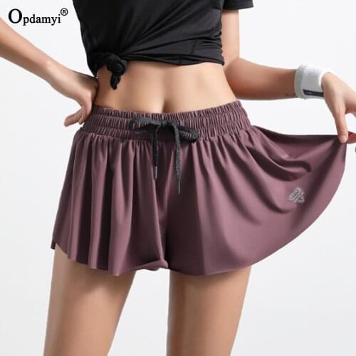 Women 2 In 1 Skirted Soft Running Tennis Skirt Drawstring Spandex Fake Skirt Sexy Workout Yoga Shorts Girls Gym Sport Mini Skirt