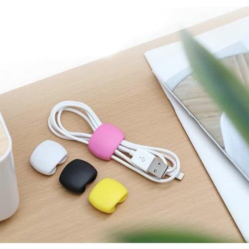 2pcs/lot Silicone Cable Winder Portable Reusable Cable Clips Earphone Line Holder Charger Cord Organizer Office Desk Set