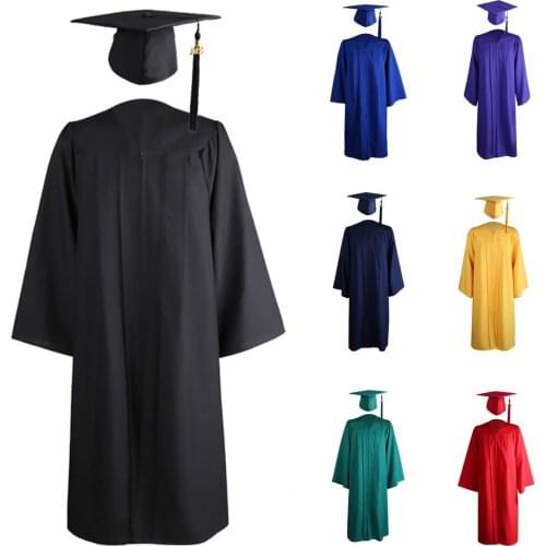 2020 Adult Zip Closure University Academic Graduation Gown Robe Mortarboard Cap