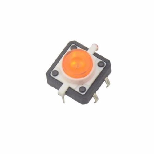 5PCS Yellow LED Tactile Button Push Switch Momentary Tact With LED Round Cap