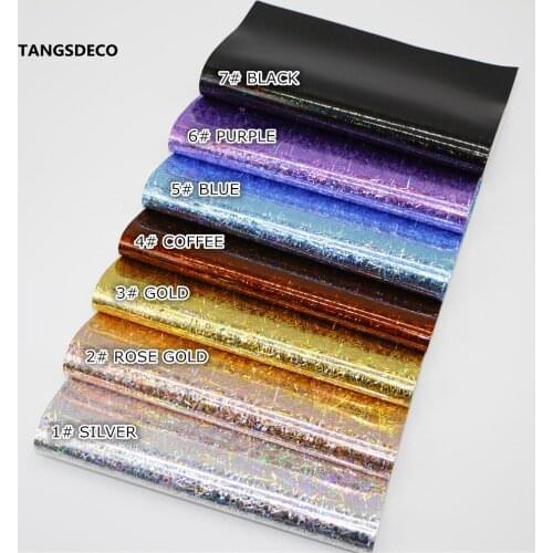 7PCS--20X22CM DIY Hair Bow Material Laser METAL COLOR Shiny Glossy PU Synthetic Faux Leather