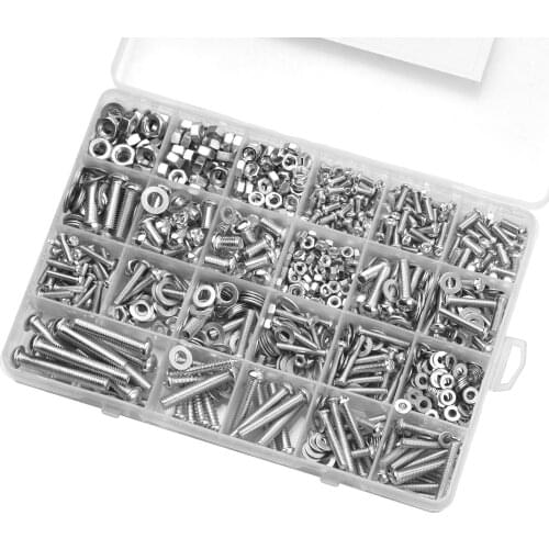 970PCS Hardware Fastener Screws Assortment Kit Self Tapping Screws Nuts Blots Washers for Wood Car DIY