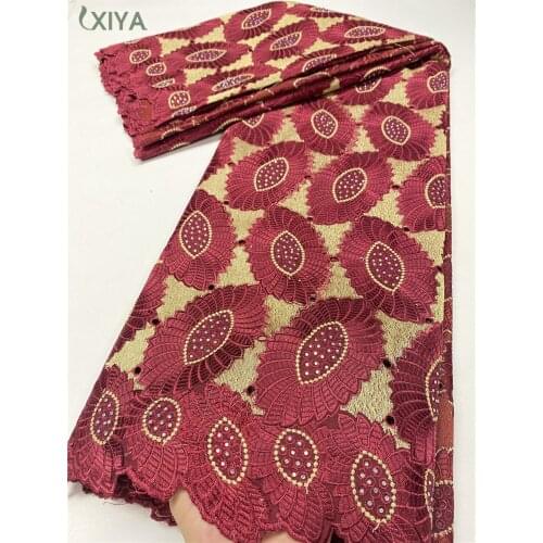 African Handcut Lace Fabric with Stones New Arrivals Nigerian 100% Cotton Lace Swiss Voile Lace in Switzerland 5Yards