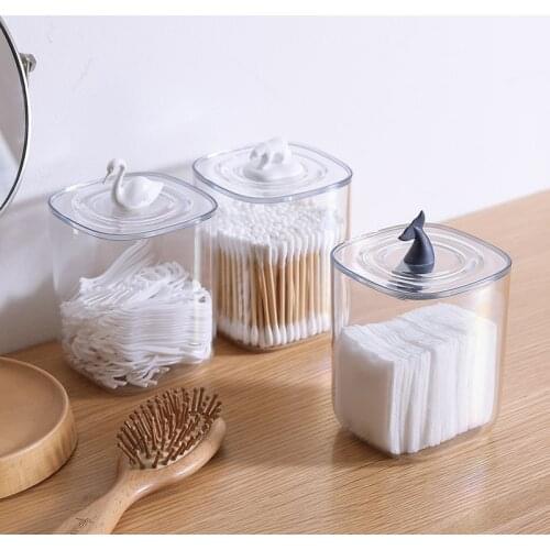 Creative Animal Acrylic Makeup Organizer Jewelry Qtip Container Cosmetic Makeup Cotton Pad Organizer Cotton Swabs Storage Box