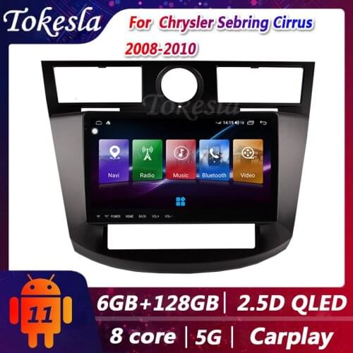 Tokesla Car Radio For Chrysler Sebring Cirrus Android 11 Audio Central Multimedi Dvd Player GPS Navigation Bluetooth 2008-2010