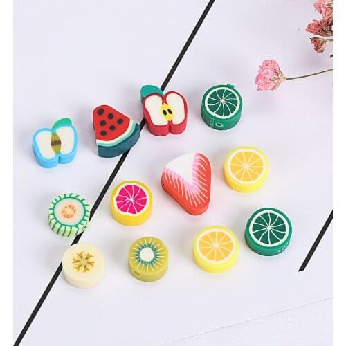 30pcs/Lot 10mm Mixed Colors Fruit Shape Clay Spacer Beads Polymer Clay Beads For Jewelry Making DIY Handmade Accessories