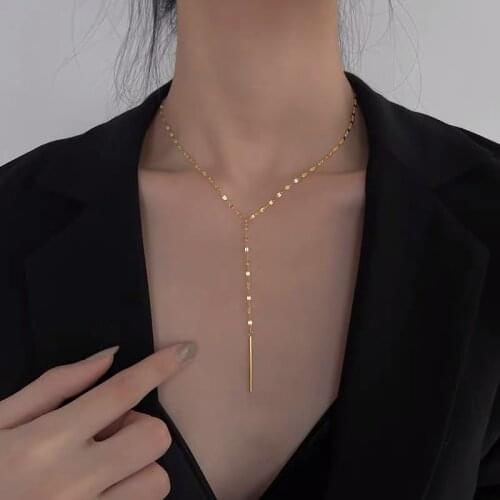 New Womens Gold Silver Color Stainless Steel Lip Chain Double And Single Layer Found Pendant Multilayer Girl Necklaces Choker