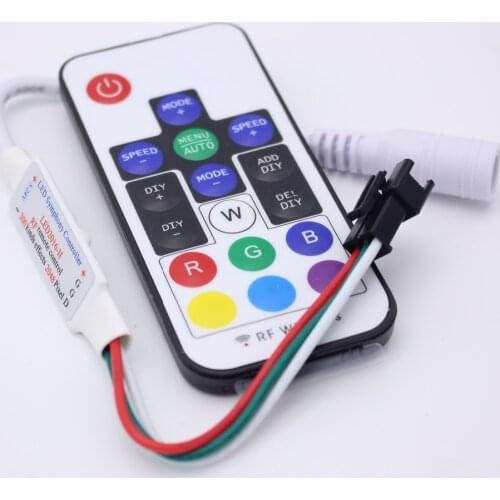1-10sets/lot DC5V-24V 2048Pixels 300 effect Digital Full color Controller 17Key RF Wireless Remote for WS2812B WS2811 led Strip