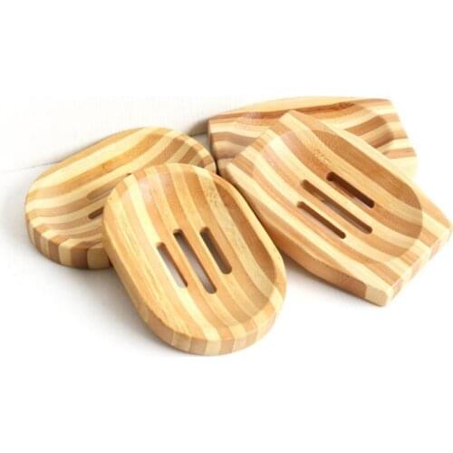 Natural Bamboo Wooden Soap Dish Wooden Soap Tray Holder Storage Soap Rack Plate Box Container LX8266