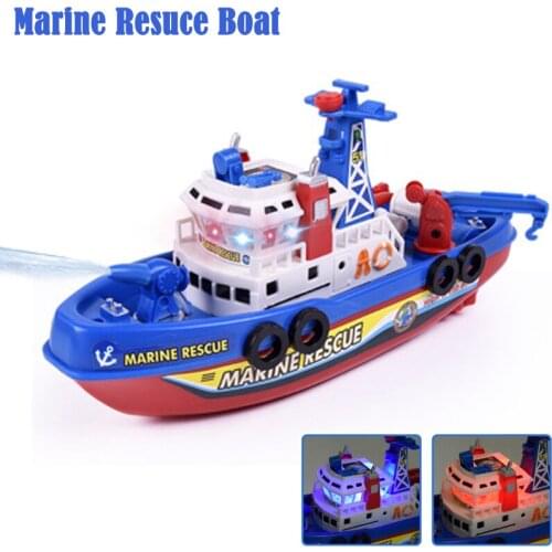 Childrens electric toys Musical glowing water spray boat model toy Fast Speed marine resuce boat Non-Remote Toy gift for kids