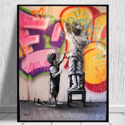Kids Street Graffiti Art Portrait Painting Poster Printmaking HD Pictures Printed on Canvas Used for Room Home Decor Wall Art