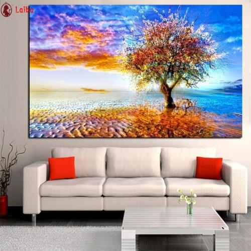 DIY Diamond Painting Abstract Colorful Earth Trees Artistic diamond Embroidery 5d mosaic Diamond needlework Home Wall Decor