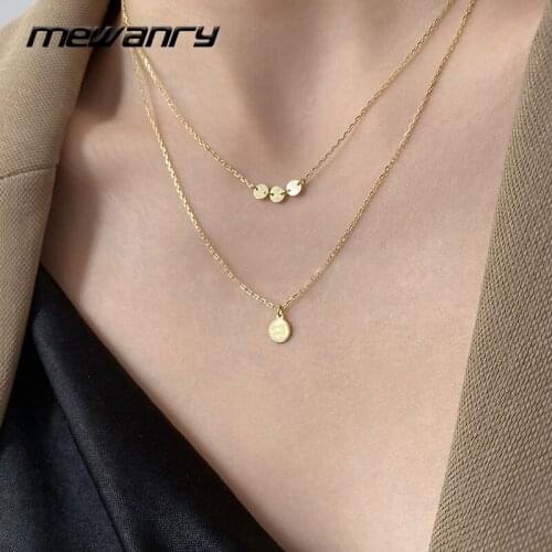 Mewanry 925 Sterling Silver Double Layer Letter Stack Wearing Necklace Fashion Party Jewelry Birthday Gift for Women Wholesale