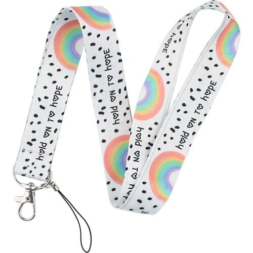 ER223 Rainbow Fashion Lanyards Badge Holder Keychain ID Card Pass Gym Mobile Badge Holder Lanyard Key Holder