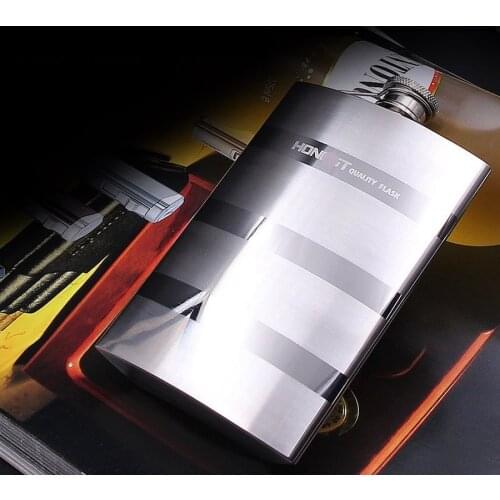 Flagon 7 oz stainless steel outdoor portable portable small flagon flagon metal stripes square bottle