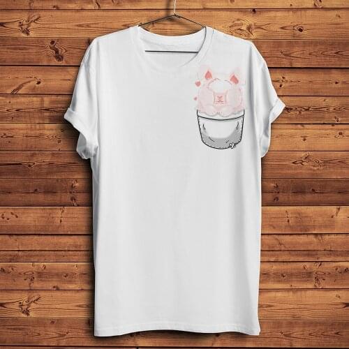 Cute Angora Rabbit in pocket funny 3d print tshirt men summer new white casual short sleeve unisex streetwear t shirt