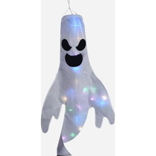 Halloween Festival Hair Dryer Ghost Flag LED Light Ghost Face Pendant Venue Easter Props Glowing Decor Double-sided Pendant