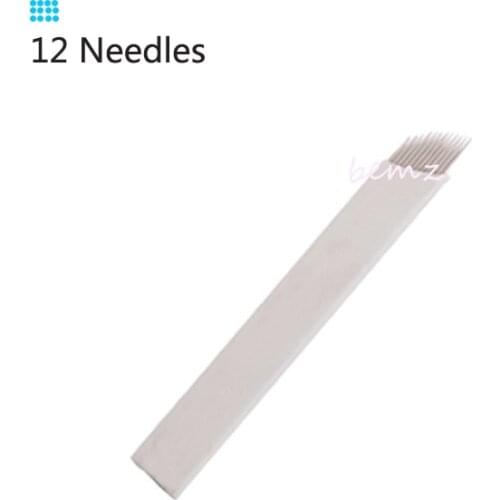 Makeup Eyebrow tattoo needle 50 pieces 12 pin Sterilized Stainless Steel 3D Embroidery Eyebrow Permanent Makeup Needles Blade