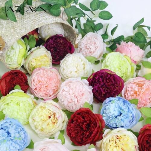 JAROWN Artificial Peony Flower Head Simulation Silk Vivid Fake Flowers Wedding Feast DIY Decoration Flores Home Decor Fleur