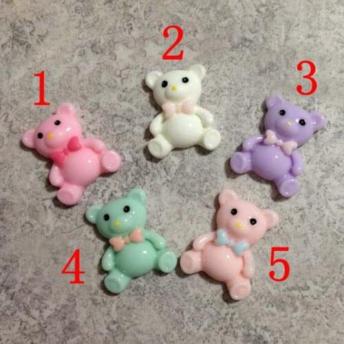 30pcs/set 5color optional resin flat back beautiful Cute teddy bear flower for multicolor ornament 24*18mm 009005100