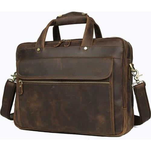 Luufan High Qaulity Genuine Leather Business Bag Travel Briefcase Shoulder Bags 15 Inch Laptop Computer Bag Real Cowskin Handbag