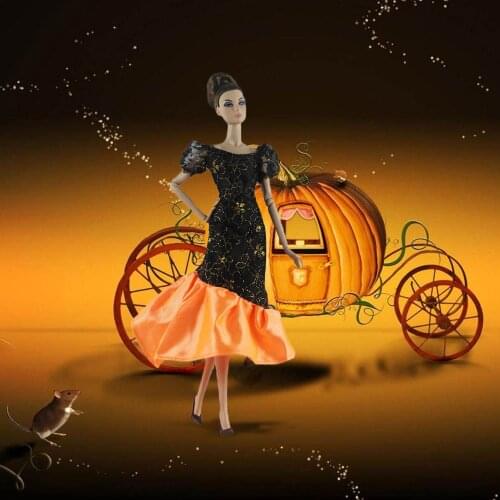 Behogar Fashion Elegant Black Gold Evening Dress Outfit Clothes Gown for Barbie 30cm/11.81inch Girl Doll Accessories