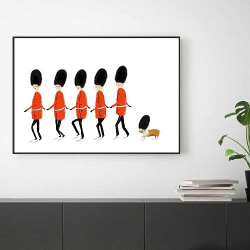 Fashion Cartoons Five Man Walk Poster Cute Dog Canvas Painting Scandinavian Art Print Modern Wall Picture Living Room Home Decor