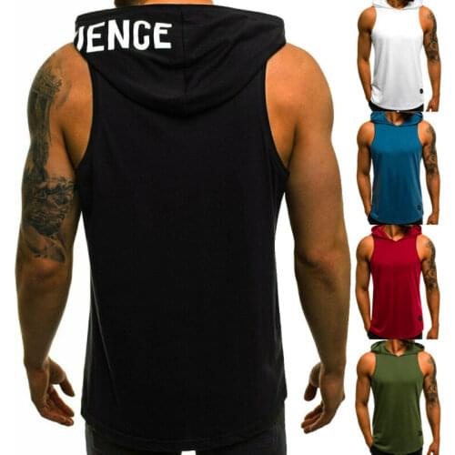 Mens Tank Tops Casual Sleeveless Hoodie Bodybuilding Workout Vest Muscle Fitness Shirts Male Jackets Top
