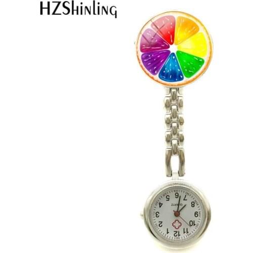 2018 New Colorful Lemon Slice Nurse Watch Fruits Watch Nurses Round Glass Art Photo Jewelry Nurse Clip-on Fob Brooch