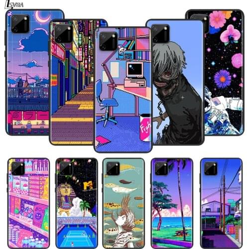 Retro trend pixel world For OPPO Realme Narzo 20 C2/3/11/12/15/17 X2 X3 X7 XT X50 Q2i V3 V5 V15 Pro Black Phone Case