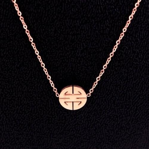 Stainless Steel Love Round clavicle Chain Necklace Chinese Hollow double happiness Choker Necklaces Women Girl Gifts