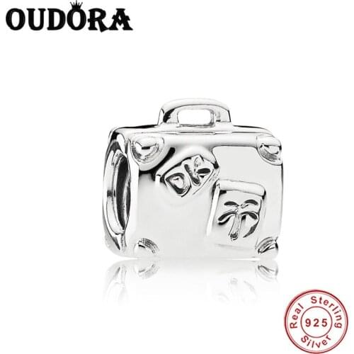 Fit Original Pandora Bracelet Charms 925 Sterling Silver Suitcase Bag Charm Bead Jewelry Berloque Gift